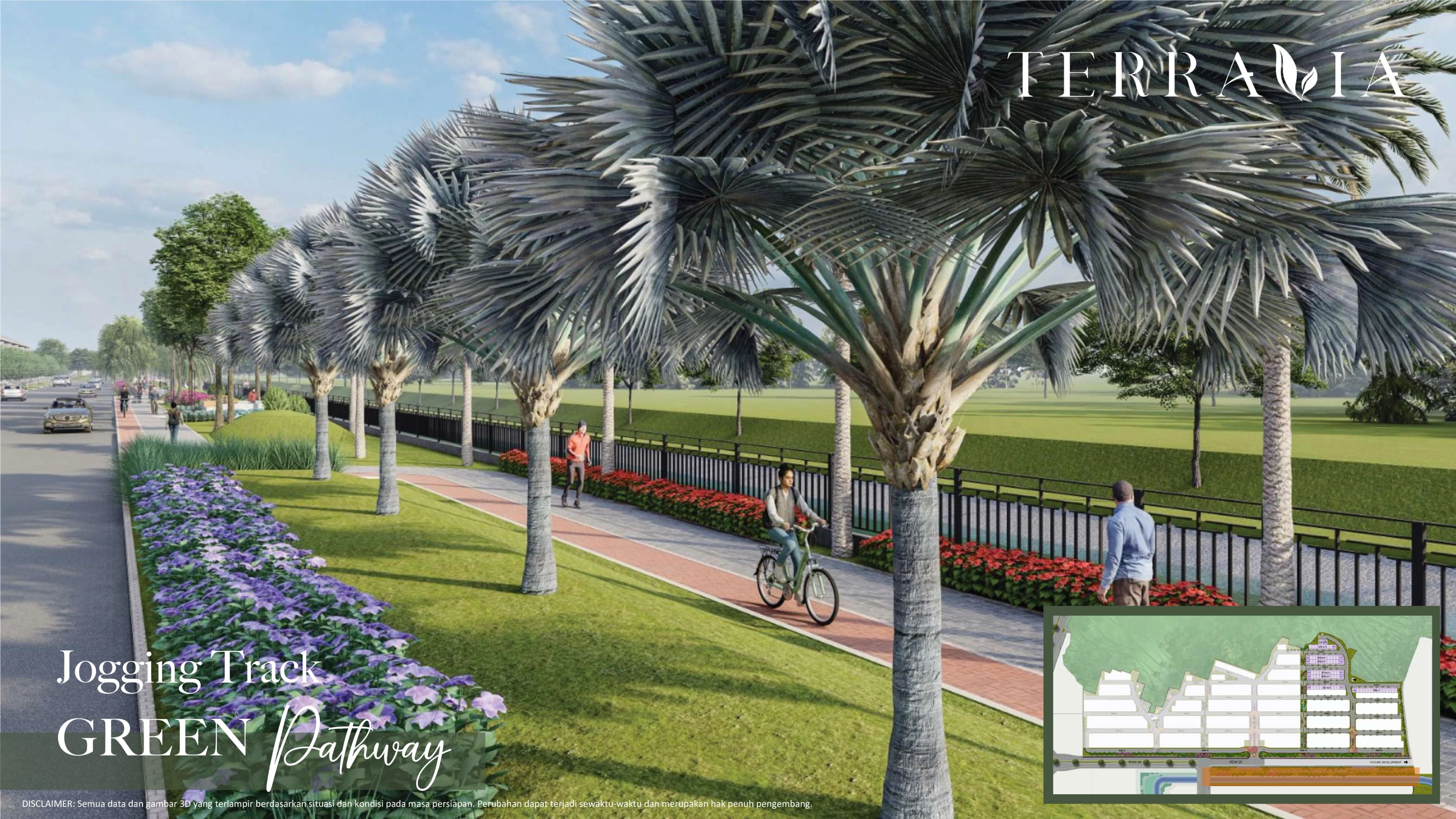 Green Pathway dan jogging track di Terravia BSD City