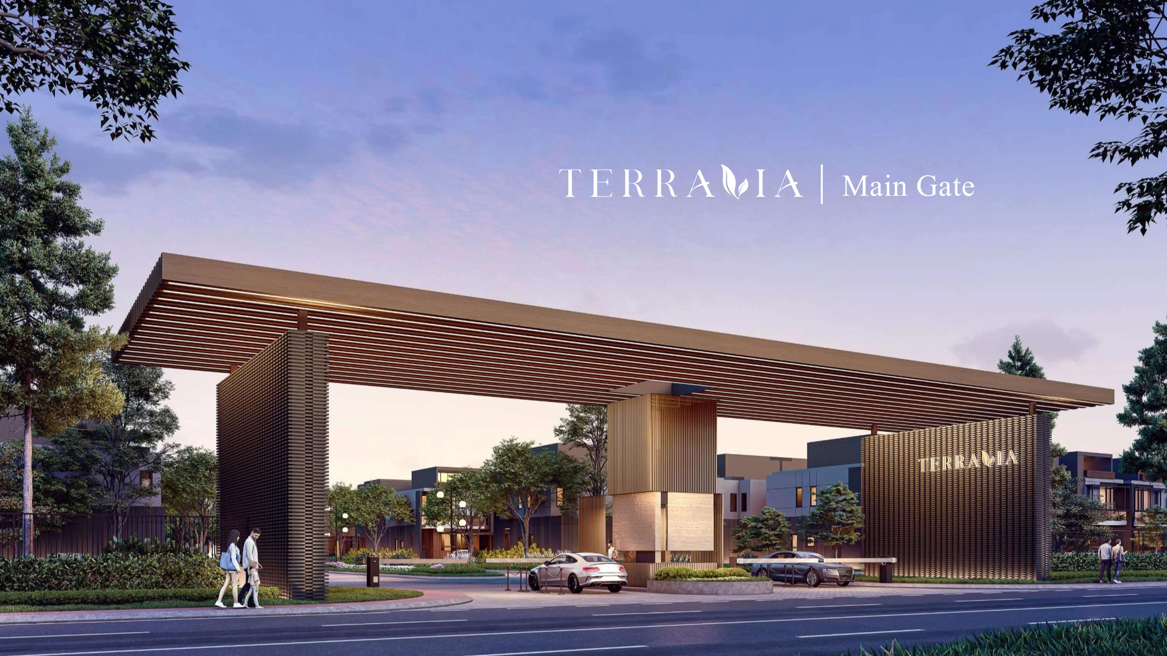 Main gate Terravia BSD City dengan sistem keamanan kawasan